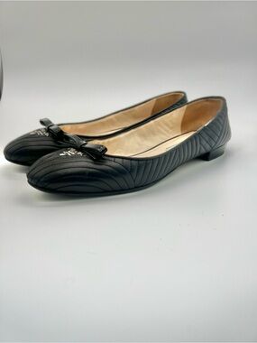 Prada black quilted leather ballet flats